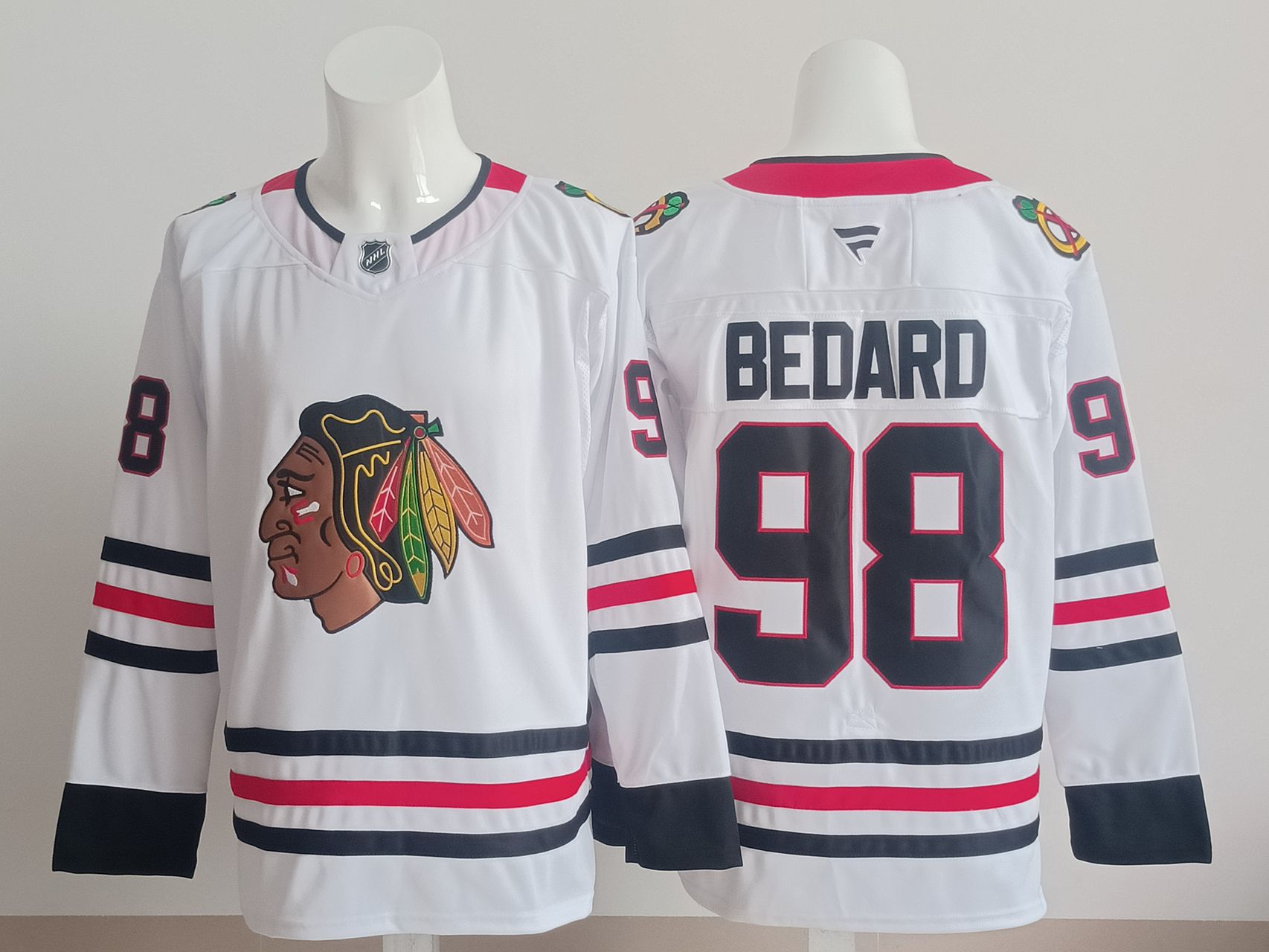 Men Chicago Blackhawks #98 Bedard White 2025 NHL Jersey style 001